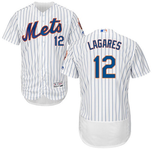 Mets #12 Juan Lagares White(Blue Strip) Flexbase Authentic Collection Stitched MLB Jersey
